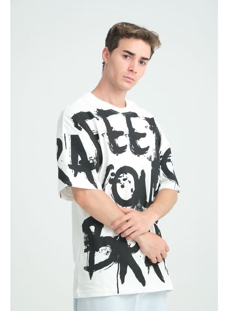 Four Man Oversize Feed Your Brain Printed T-Shirt - The New Trend of Street Fashion - Image 4